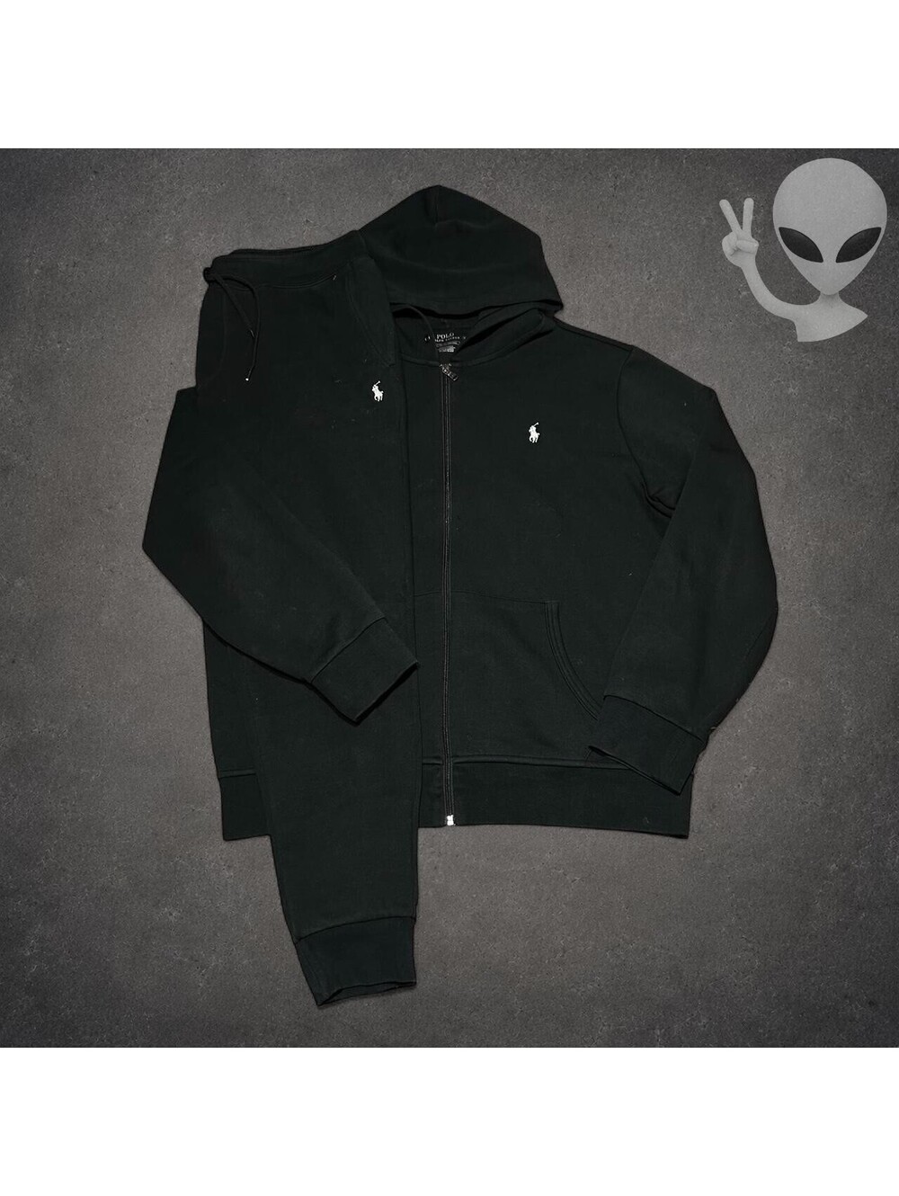 Polo Ralph Lauren Men Tracksuit Full Zip Hoodie Jogger Sweatpants Set Black XL